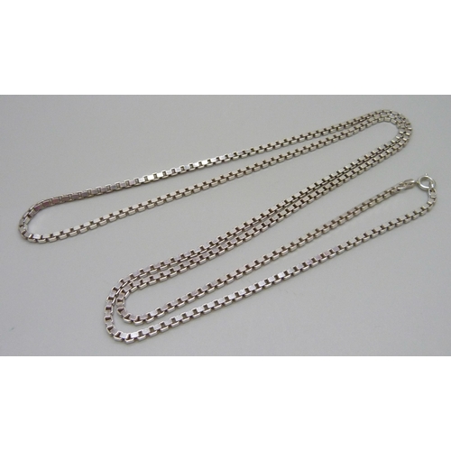 1063 - A long 925 silver box link chain, 50g, 100cm