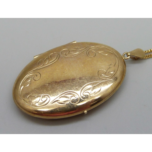 1078 - A 9ct gold locket and chain, 8g, locket 24mm wide