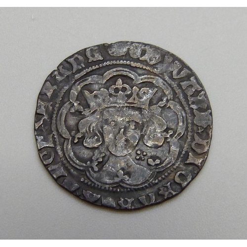 1083 - An Edward IV silver groat, London, light coinage, 1464-1470, type VII, quatrefoils either side of ne... 