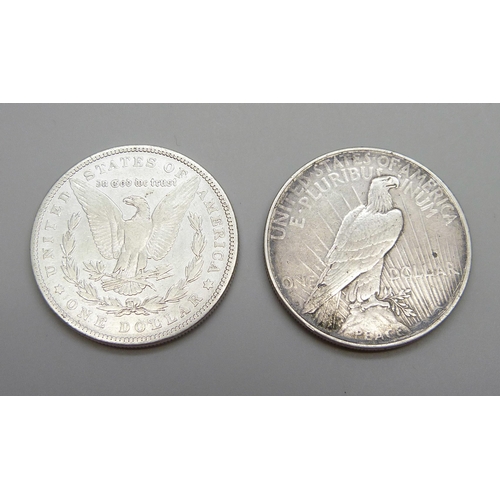 1087 - An 1879 USA Morgan One Dollar and a 1923 Peace Dollar