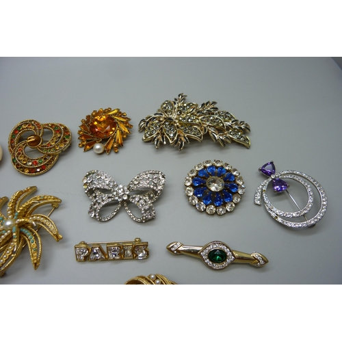 1110 - Fifteen costume brooches