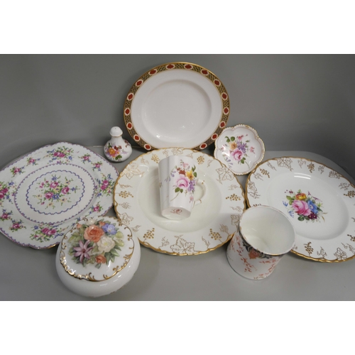 1113 - Royal Crown Derby, Royal Albert and other china, a hip flask, doll, etc. **PLEASE NOTE THIS LOT IS N... 