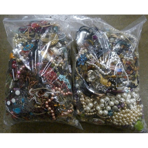 1126 - Two bags of costume jewellery