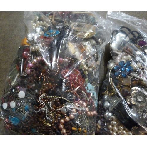 1126 - Two bags of costume jewellery