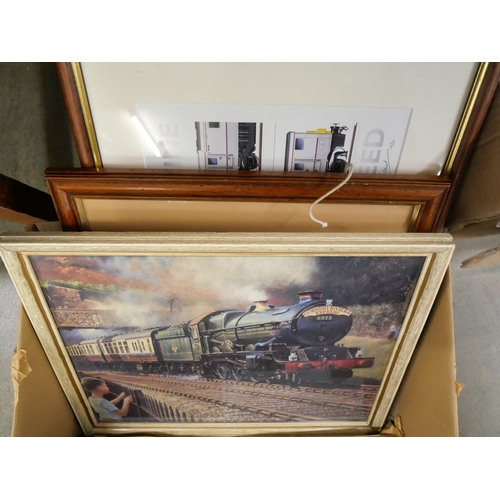 1131 - Railwayania; a box of railway books, pictures, etc. **PLEASE NOTE THIS LOT IS NOT ELIGIBLE FOR IN-HO... 