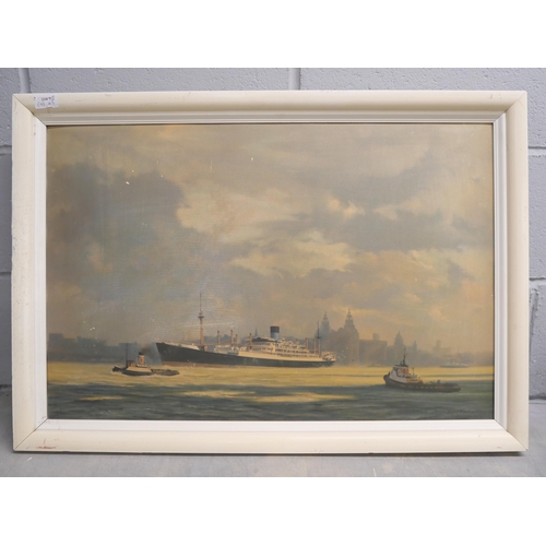 1137 - A David Shepherd print, The River Mersey and one other framed print The Entry of Charles V into Antw... 