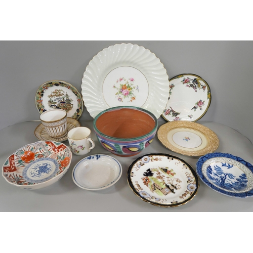 1150 - A collection of plates and bowls and cup including two Chinese examples **PLEASE NOTE THIS LOT IS NO... 