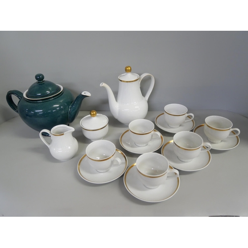 1163 - A white porcelain coffee service and a Denby teapot **PLEASE NOTE THIS LOT IS NOT ELIGIBLE FOR IN-HO... 