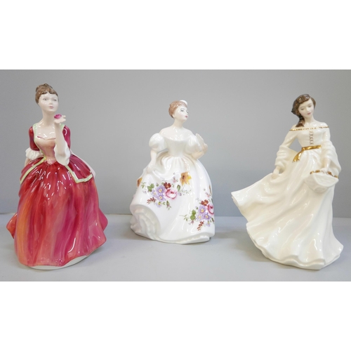 604 - Three Royal Doulton ladies, 'Marilyn', 'Spring Morning' and 'Flower of Love'