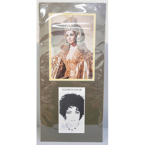 610 - An Elizabeth Taylor signed display, no CoA