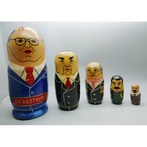 617 - A Russian Perestroika doll of Soviet Union presidents