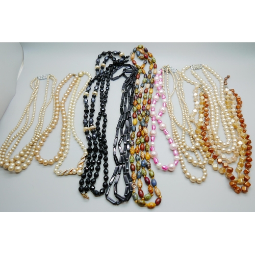 656 - Twelve crystal necklaces and assorted vintage necklaces