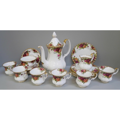 698 - A Royal Albert Old Country Roses six setting coffee service