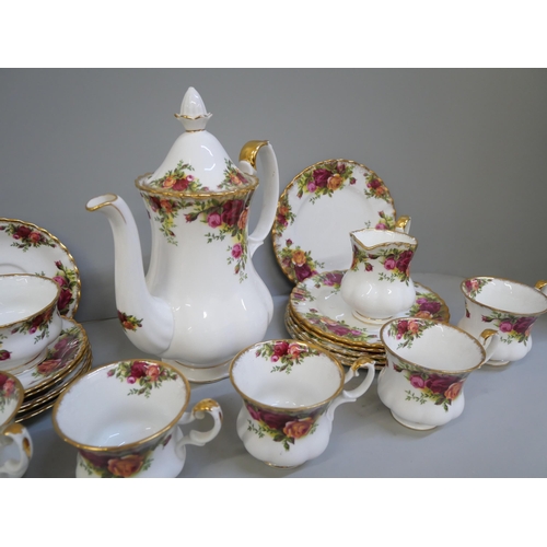 698 - A Royal Albert Old Country Roses six setting coffee service