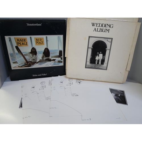 711 - A collection of The Beatles related items; John Lennon The Wedding Album inserts, covers, The Press ... 