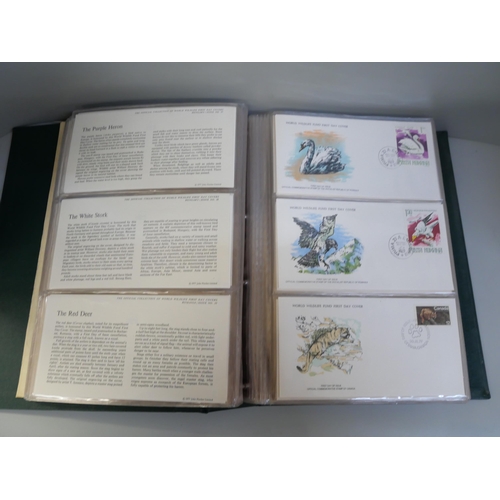 744 - Stamps; a collection of first day covers, 1976 for World Wildlife Fund, 144 in total, with COA