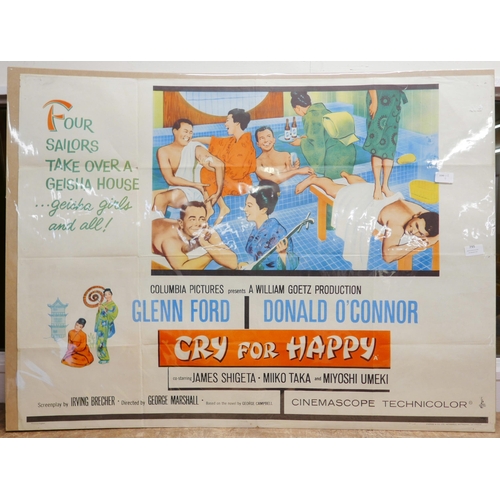 795 - A quad film poster, Cry for Happy, starring Glenn Ford and Donald O'Connor, printed by Stafford & Co... 