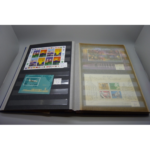 814 - Stamps; a stock-book of mini-sheets, 81 sheets, (with a catalogue value of over £1,400)