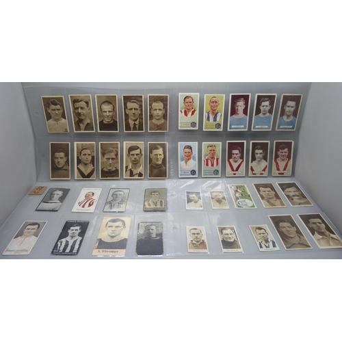 818 - Steve Bloomer and other soccer tobacco cards, types include Singleton & Cole, Hill's (Captains), Smi... 