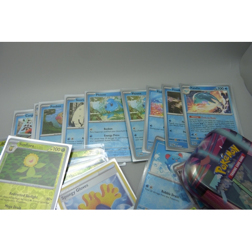 828 - 100 plus holographic Pokémon cards including reverse holo and collector's tins