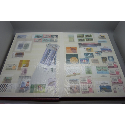 830 - Stamps; a stockbook of Iceland stamps mainly from 1990s and 2000s but some earlier, (the mint stamps... 