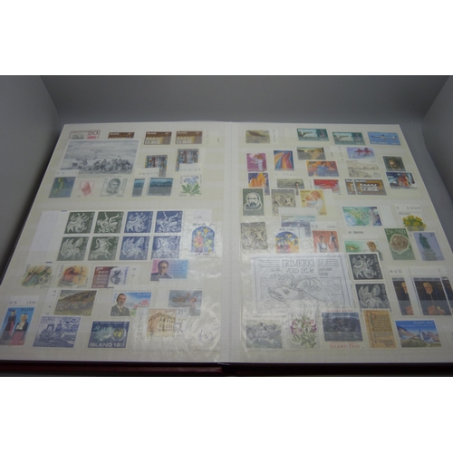 830 - Stamps; a stockbook of Iceland stamps mainly from 1990s and 2000s but some earlier, (the mint stamps... 