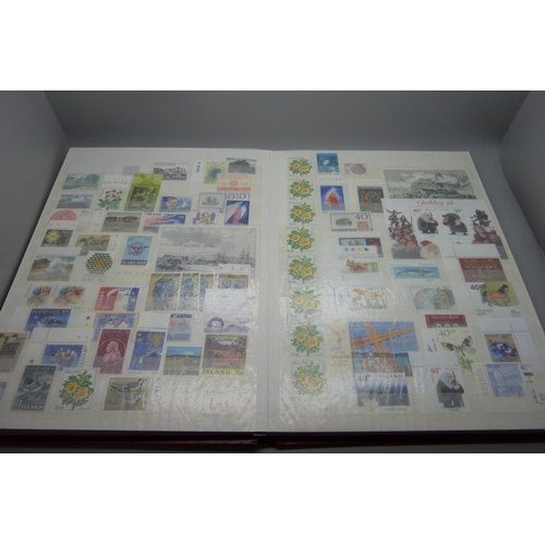 830 - Stamps; a stockbook of Iceland stamps mainly from 1990s and 2000s but some earlier, (the mint stamps... 