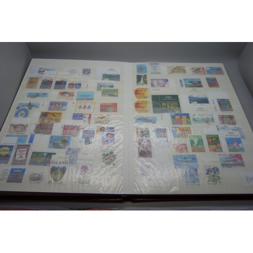 830 - Stamps; a stockbook of Iceland stamps mainly from 1990s and 2000s but some earlier, (the mint stamps... 