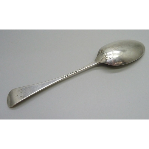 857 - An early George III silver serving spoon, Richard Rugg, London 1762, 50g