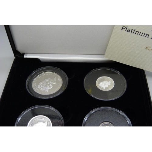 866 - A 2017 Alderney Platinum Wedding Platinum Proof Sovereign Collection, four 999.5/1000 platinum coins... 