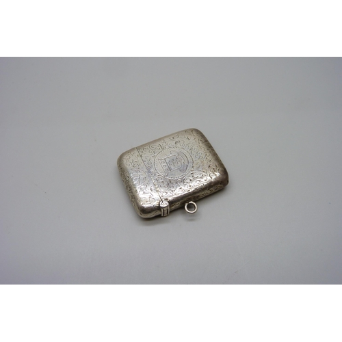 872 - A Victorian silver vesta case, Army Ordnance Corps, Birmingham 1892