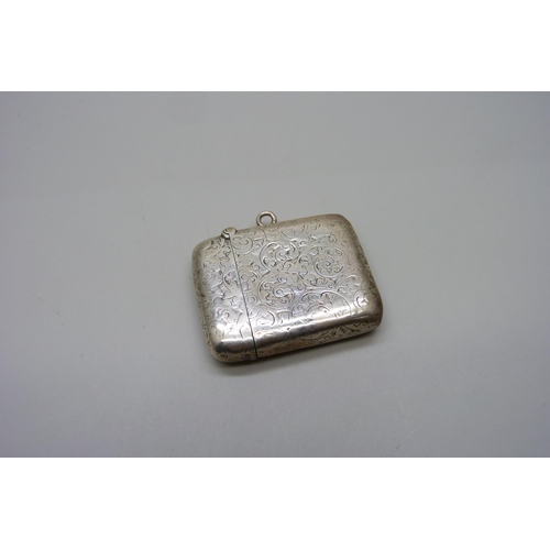 872 - A Victorian silver vesta case, Army Ordnance Corps, Birmingham 1892