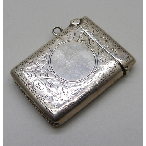 874 - An Edward VII silver vesta case, Birmingham 1905