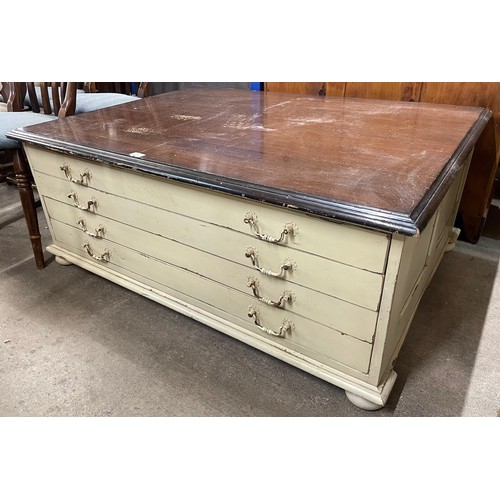 224 - A painted pine plan chest