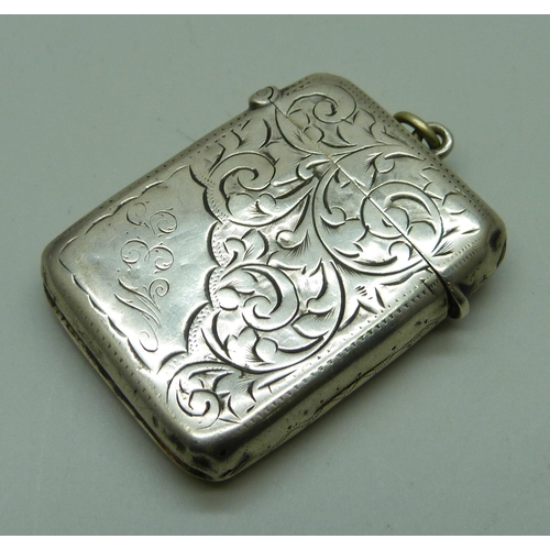 877 - A late Victorian silver vesta case, Birmingham 1899