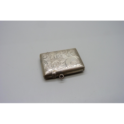 878 - A late Victorian silver vesta case, Birmingham 1899