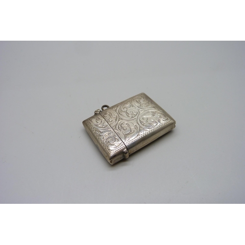 878 - A late Victorian silver vesta case, Birmingham 1899