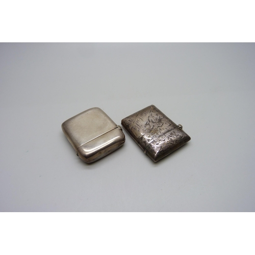 882 - Two silver vesta cases, one Birmingham 1899