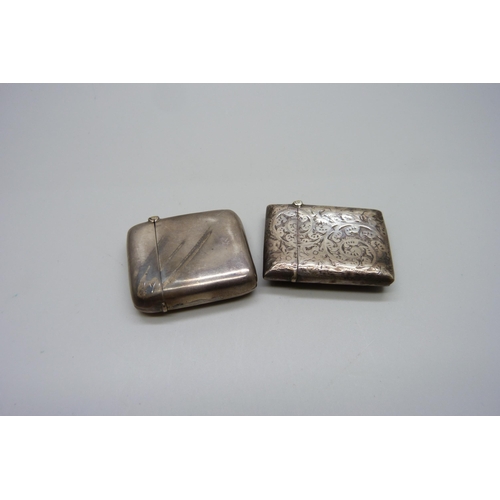 882 - Two silver vesta cases, one Birmingham 1899