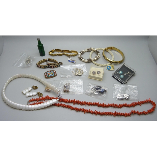 893 - A collection of jewellery including micro-mosaic, coral necklace, silver, etc.