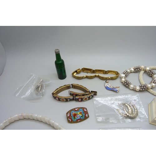 893 - A collection of jewellery including micro-mosaic, coral necklace, silver, etc.