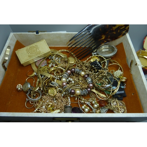 907 - Costume jewellery, wristwatches, a magnifying glass, etc.