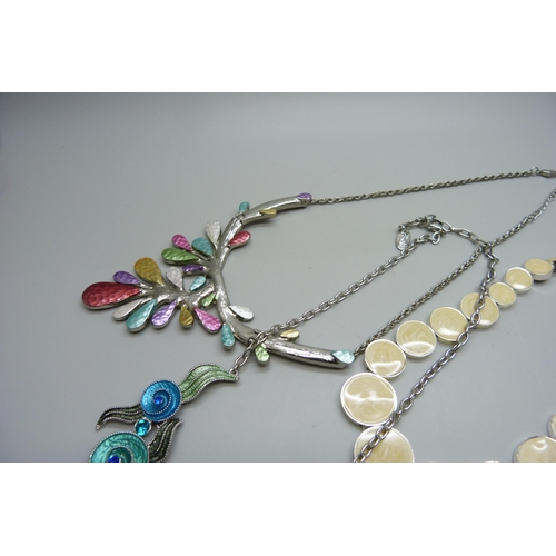 917 - Five silver-tone necklets including one by Michal Negrin