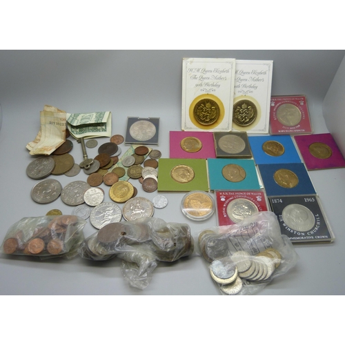 920 - A collection of commemorative coins, crowns, British and foreign coins