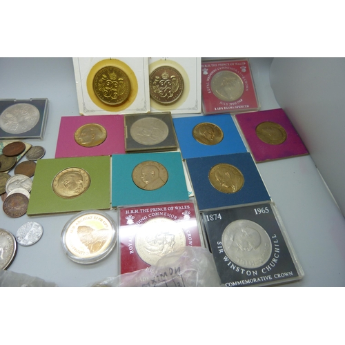 920 - A collection of commemorative coins, crowns, British and foreign coins