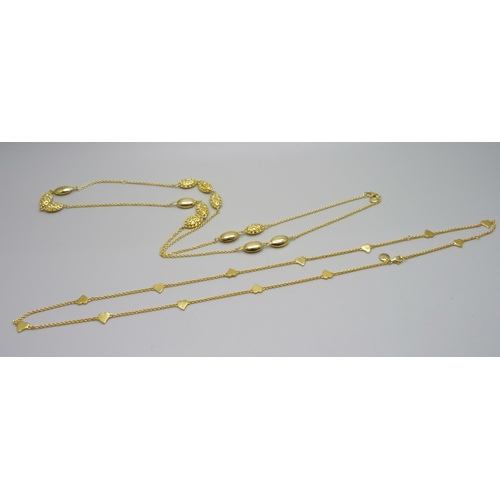 981 - Two hallmarked silver gilt necklets, 35g