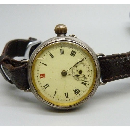 995 - Two lady's wristwatches, one silver and enamelled with London import mark for 1915, the other silver... 