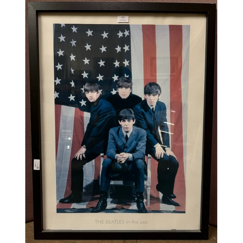 307 - The Beatles poster, The Beatles in the USA, framed