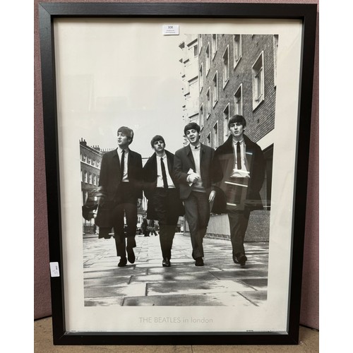 308 - The Beatles poster, The Beatles in London, framed