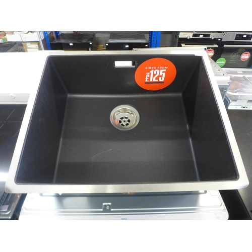 4043 - 1.0 Black Composite Sink  With Stainless Steel Rim * This lot is subject to vat